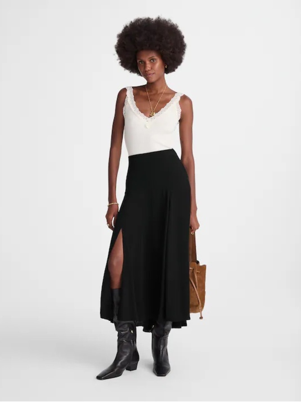 Madewell Circle Midi Skirt in Crêpe de Chine size 00
